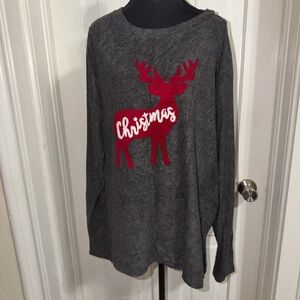 Plus size women's 2XL sweater Gray Christmas Reindeer Sweater, shirt, top